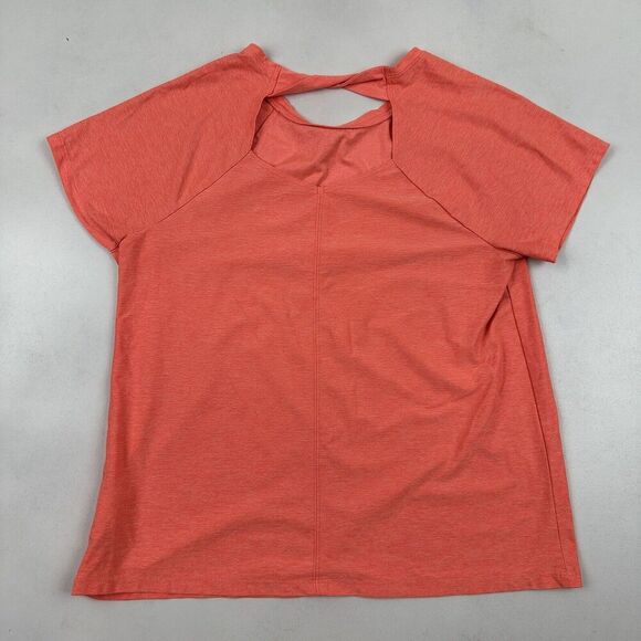 Lands’ End Girls Sz L 14 Orange Twist Open Back Activewear T-Shirt Short Sleeve - Picture 7 of 7